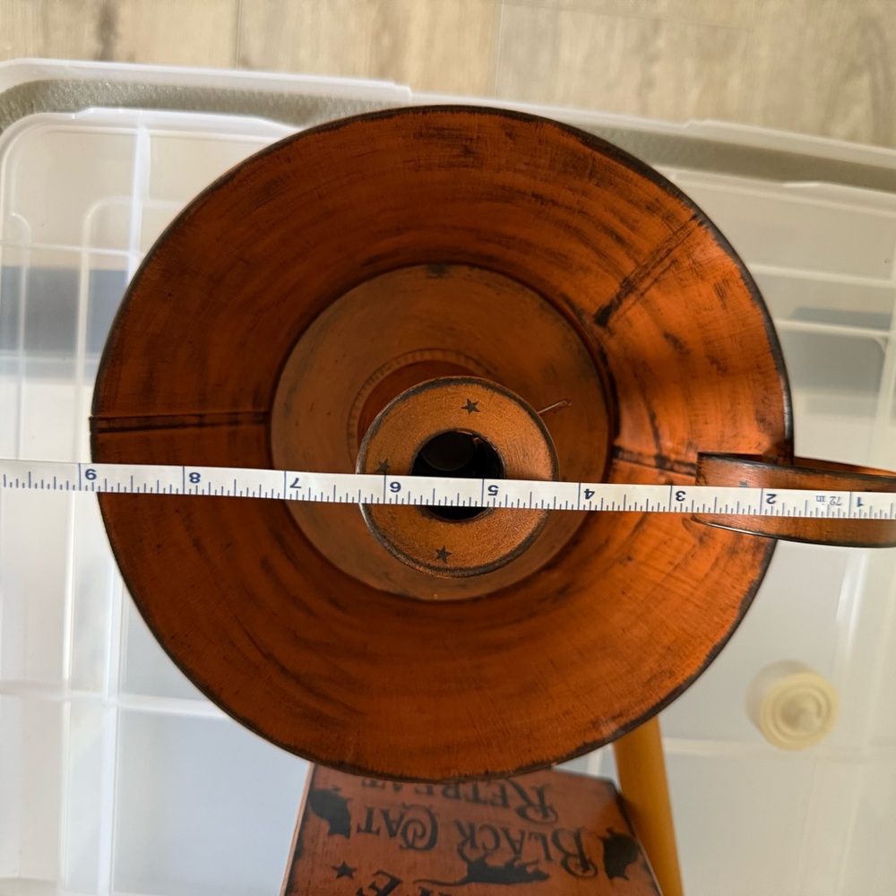 Salem Mass. Halloween Hand Painted Rustic Metal Candle Holder Bowl~  Large